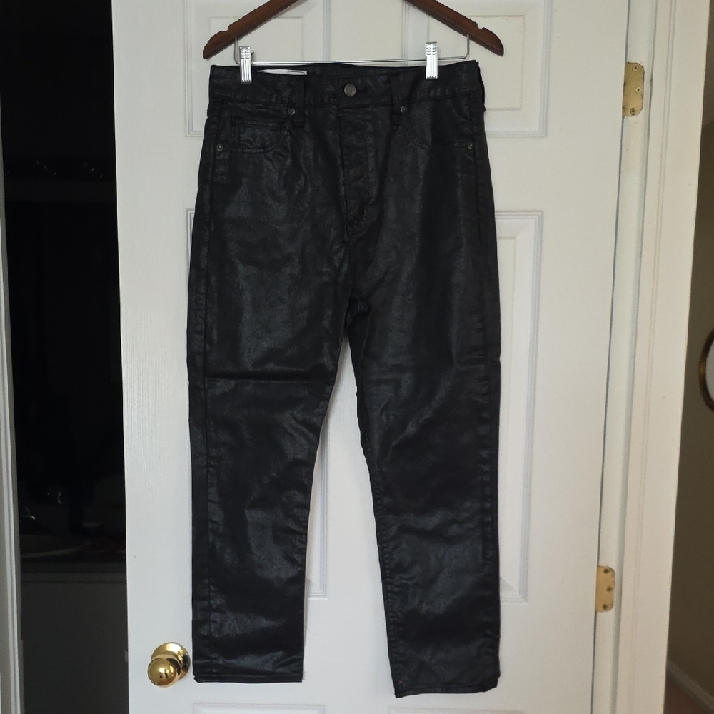 GAP Women's Coated Shiny Black Straight Leg Jeans